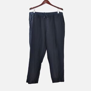 J Jill Size Petite XL Linen Blend Easy Pant Roll Tab Cuff Pull On Black